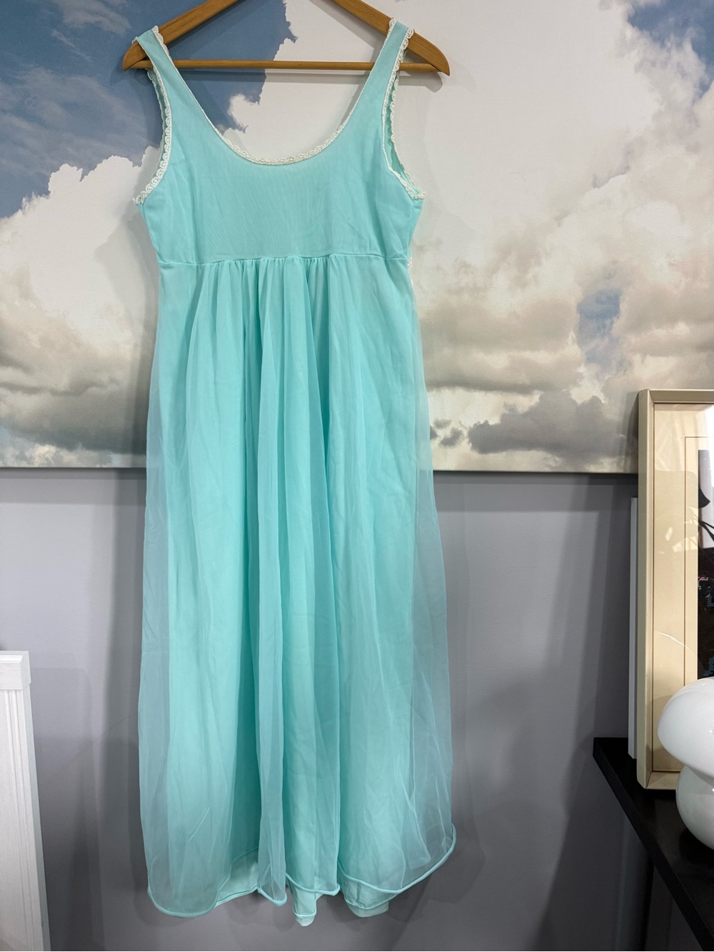 Dreamy 60s Vintage Maxi Nightdress | Empire Waist | Ethereal Romantic Flowy - Picture 7 of 13